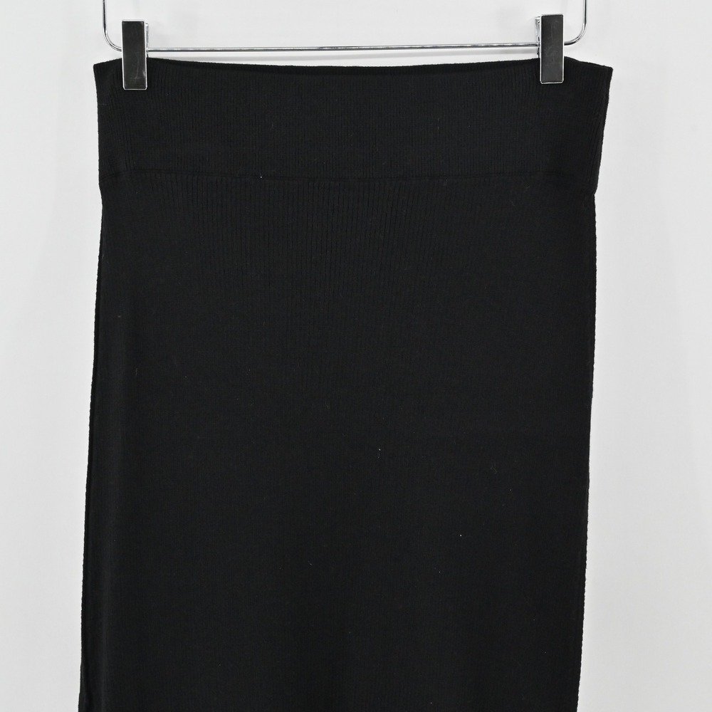 Free People Ribbed Knit Midi Skirt Womens Size M Black Stretch Minimalist Cotton - Picture 9 of 13